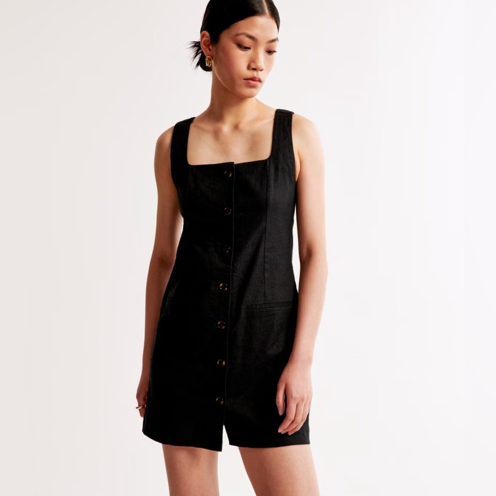 Black Abercrombie Linen Blend Vest Mini Dress XS